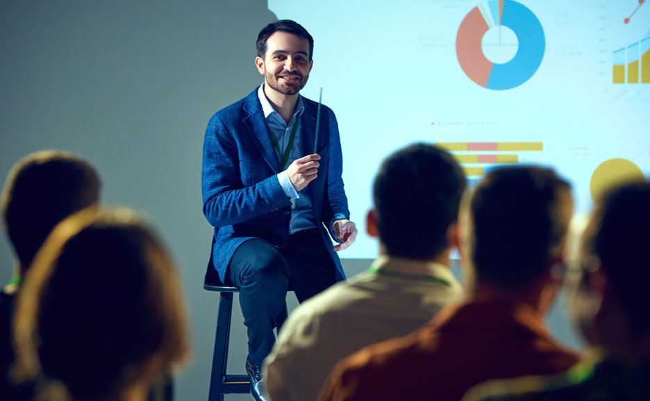 A man using data for guidance.