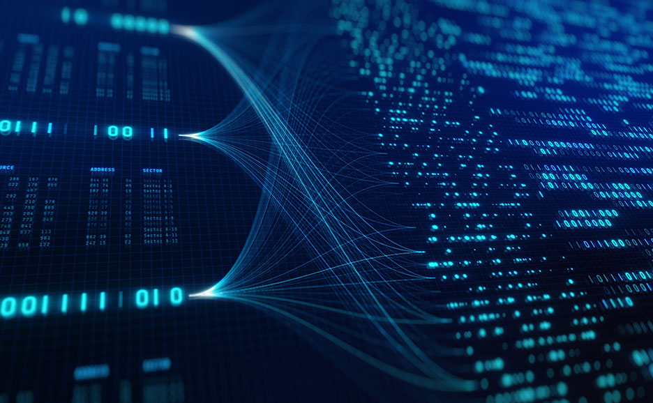 バイナリコードとデータフローのデジタルインターフェース