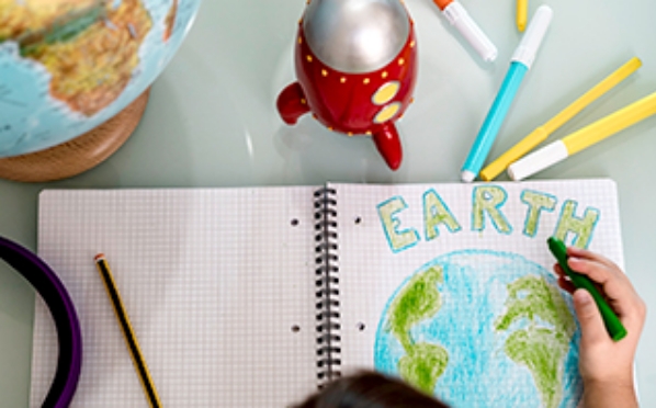 The Earth doodled on a drawing paper