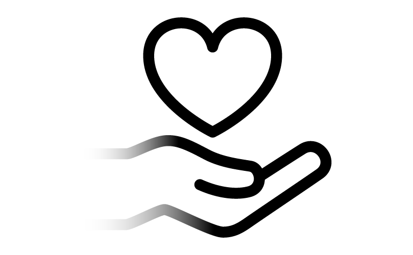 Icon of a heart in a palm